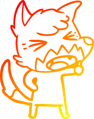 Bir insan tarafından çizilmiş kızgın bir tilkinin sıcak çizgi çizimi