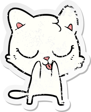 Bir insan tarafından çizilmiş karikatür bir kedinin sıkıntılı çıkartması.