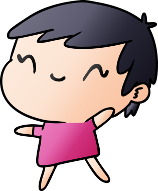 Bir insan tarafından çizilmiş sevimli bir kawai kızının gradyan çizimi.