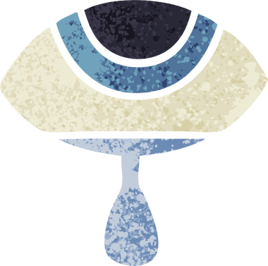 Bir insan tarafından çizilmiş ağlayan bir gözün retro çizim tarzı karikatürü