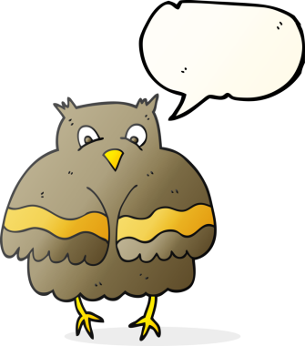 Bir insan tarafından çizilmiş serbest konuşma balonu karikatürü baykuşu