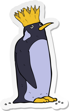 Bir insan tarafından çizilmiş karikatür imparatoru pengueni çıkartması.
