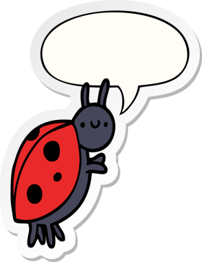 bir insan tarafından çizilmiş konuşma balonu çıkartmalı uğur böceği çizgi filmi