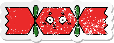 Bir insan tarafından çizilmiş tatlı bir noel krakerinin sıkıntılı çıkartması.