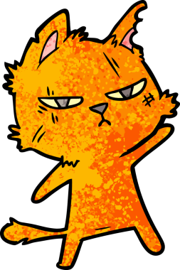 Bir insan tarafından çizilmiş sert çizgi film kedisi.