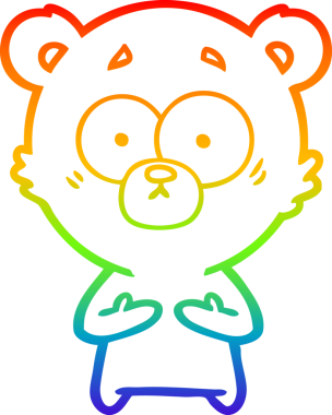 gökkuşağı gradyan çizimi şaşırmış bir ayı karikatürü bir insan tarafından çizildi