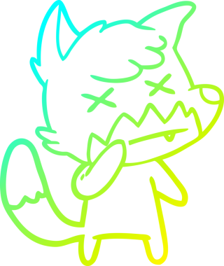 Bir insan tarafından çizilmiş şaşı tilki çizgi çizimi.