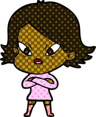 Çizgi film bir insan tarafından çizilmiş stresli kadın.