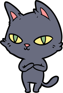 Bir insan tarafından çizilmiş çizgi film kedisi.