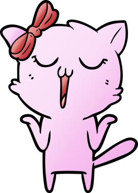 Bir insan tarafından çizilmiş çizgi film kedisi.