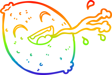 Bir insan tarafından çizilmiş limon fışkırtan bir karikatür çizimi