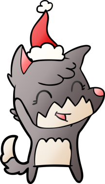 Bir insan tarafından çizilmiş Noel Baba şapkası giymiş bir tilkinin gradyan çizimi.