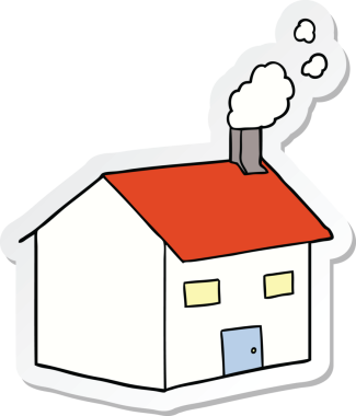 Bir insan tarafından çizilmiş bir karikatür evinin çıkartması.