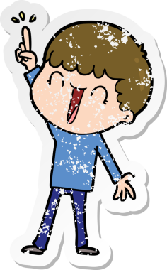 Bir insan tarafından çizilmiş harika bir fikri olan bir karikatürcünün sıkıntılı çıkartması.