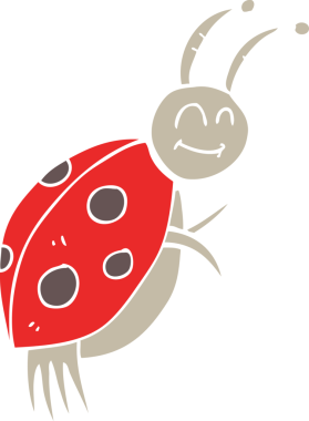 Bir insan tarafından çizilmiş uğur böceğinin düz renk çizimi