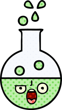 Bir insan tarafından çizilmiş bir test tüpünün çizgi romanı.