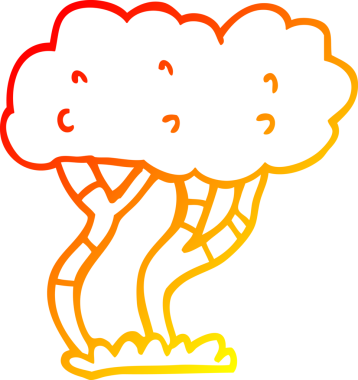 Bir insan tarafından çizilmiş bir çizgi film ağacının sıcak gradyan çizimi