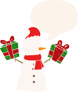 bir insan tarafından çizilmiş, konuşma baloncuklu kardan adam.