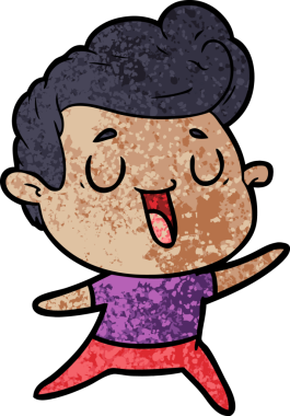 Bir insan tarafından çizilmiş mutlu çizgi film adamı.