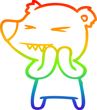 Kızgın bir kutup ayısının çizdiği gökkuşağı gradyan çizgi insan tarafından çizilmiş.