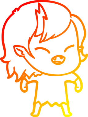 Bir insan tarafından çizilmiş gülen vampir kız çizgi filmi.