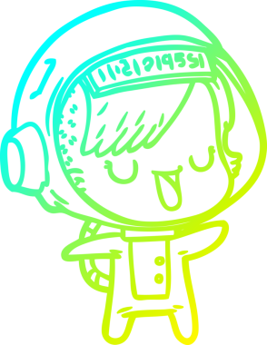 Bir insan tarafından çizilmiş soğuk gradyan çizgili astronot kadın çizimi.