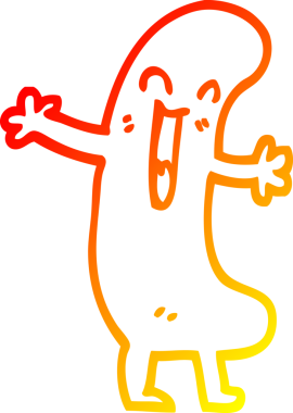 Bir insan tarafından çizilen mutlu sosisin sıcak çizgi çizimi