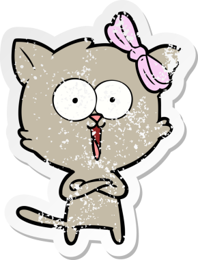 Bir insan tarafından çizilmiş karikatür bir kedinin sıkıntılı çıkartması.