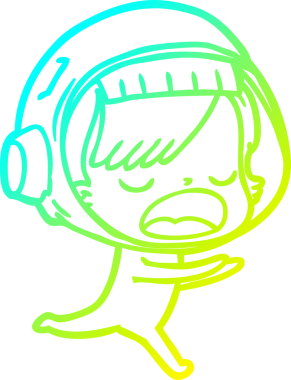 Bir insan tarafından çizilen çizgi roman astronot bir kadının soğuk gradyan çizimi.