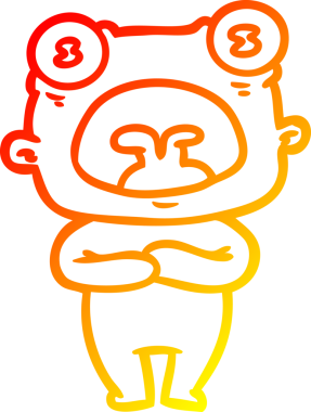 Bir insan tarafından çizilen garip uzaylı çizgi filminin sıcak gradyanı.