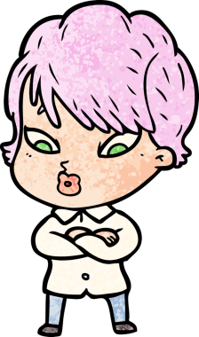 Bir insan tarafından çizilmiş karikatür kadın.