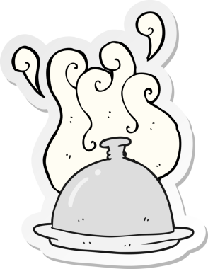 Bir insan tarafından çizilmiş bir karikatür yemek servisi çıkartması.