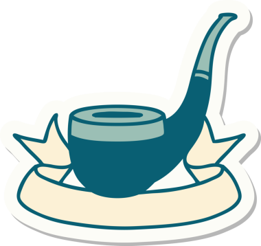 Bir insan tarafından çizilmiş sigara tiryakisi dövmesi stili etiketi.