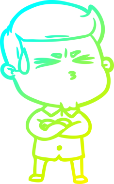 Bir insan tarafından çizilmiş terleyen bir çizgi film karakteri çizimi.