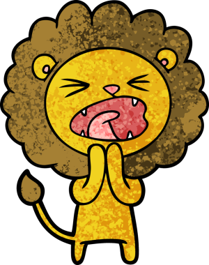 Bir insan tarafından çizilmiş çizgi film aslanı duası