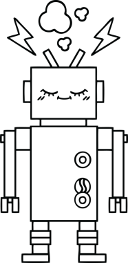 Bir insan tarafından çizilmiş dans eden bir robot çizimi