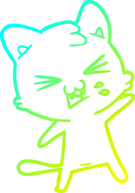 Bir insan tarafından çizilen çizgi film kedisinin soğuk gradyan çizimi