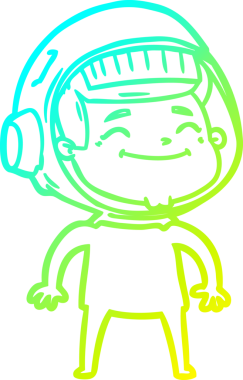 Bir insan tarafından çizilmiş mutlu bir astronotun soğuk gradyan çizimi.