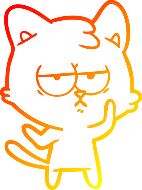 Bir insan tarafından çizilmiş sıkılmış çizgi film kedisinin sıcak çizgi çizgisi.