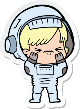 Bir insan tarafından çizilmiş astronot bir kadının çıkartması.