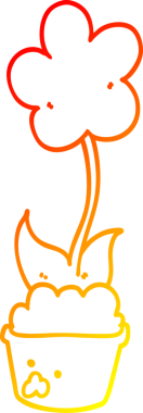 Bir insan tarafından çizilmiş sevimli bir karikatür çiçeğinin sıcak çizgi çizimi