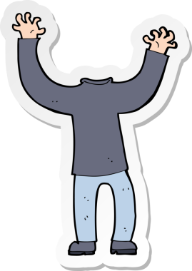 Bir insan tarafından çizilmiş başsız bir vücudun çıkartması.