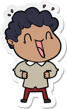 Bir insan tarafından çizilmiş mutlu bir adamın çıkartması.