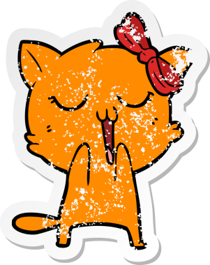 Bir insan tarafından çizilmiş karikatür bir kedinin sıkıntılı çıkartması.