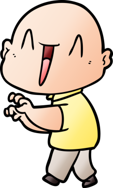 Bir insan tarafından çizilmiş mutlu, kel adam.