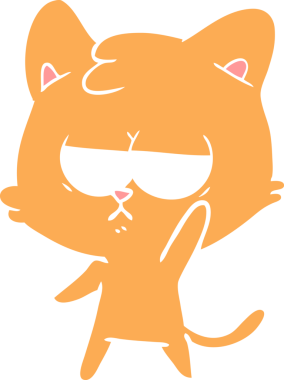 Sıkıcı düz renkli çizgi film kedisi bir insan tarafından çizildi