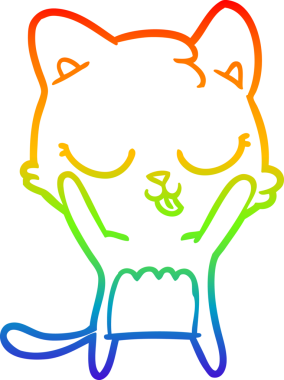 Gökkuşağı gradyan çizgisi bir insan tarafından çizilmiş şirin bir çizgi kedi çizimi