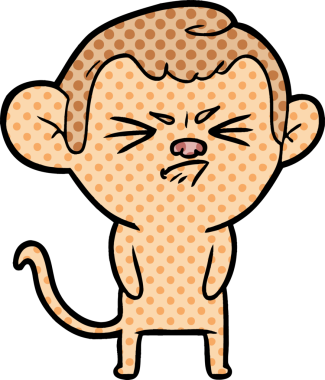 Bir insan tarafından çizilmiş sinir bozucu bir maymun.