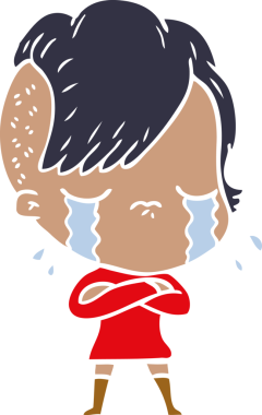 Bir insan tarafından çizilmiş düz renkli karikatür.