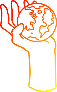 Bir insan tarafından çizilmiş bir karikatür elin sıcak gradyan çizimi.